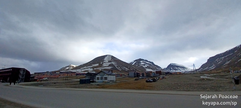 Road to the town of Longyearbyen from the port.
