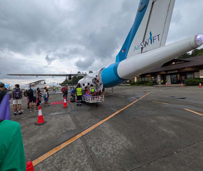 Propeller driven airplane was used to and from the trip to Palawan.