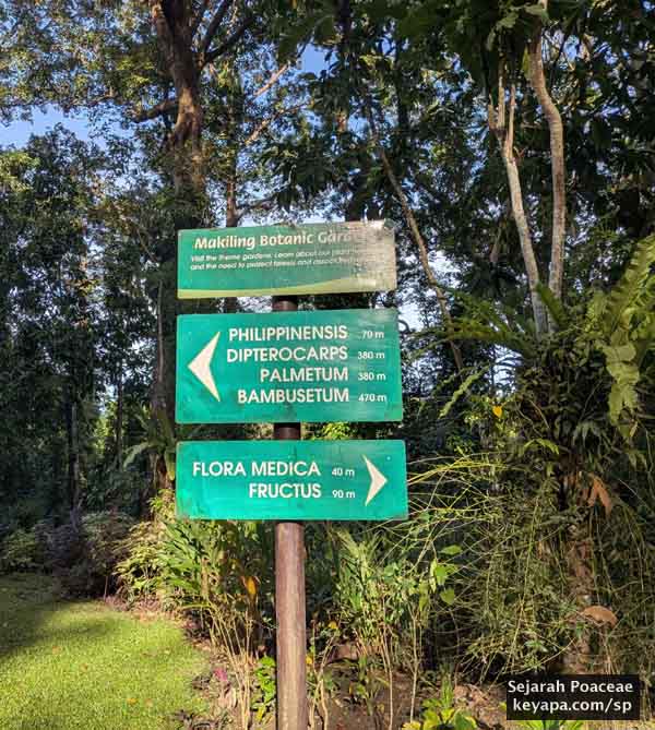 Directions to various collections at the Makiling Botanical Garden in Los Banos, Laguna, Philippines.