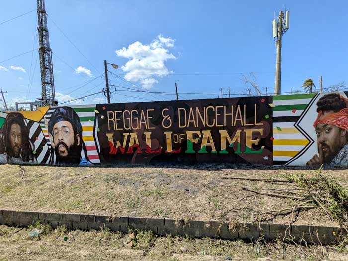 Wall art along roadside that we walked back to cruise ship.