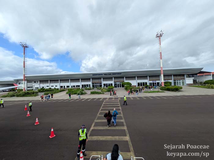 The San Cristobal Airport at Puerto Baquerizo Moreno in San Cristobal in the Galapagos Islands.